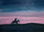 A dark horseman riding at night