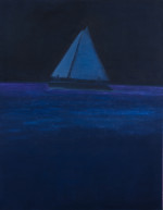 A sailing boat at night
