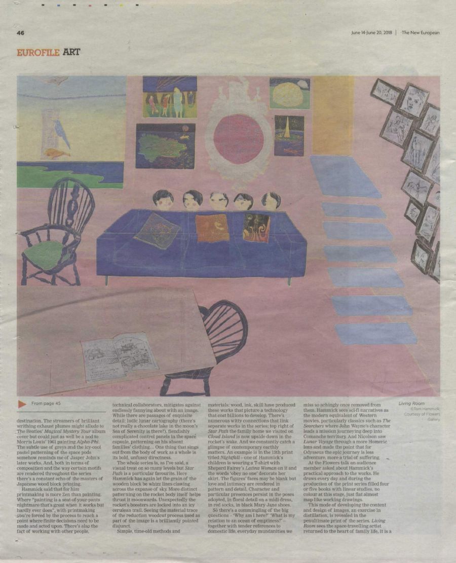 newspaper clipping with illustration of inside a house.