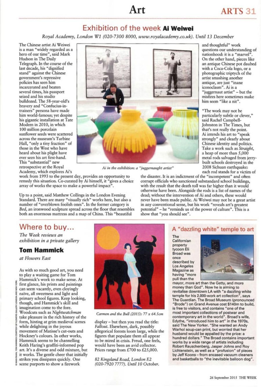 magazine spread with reviews of art.