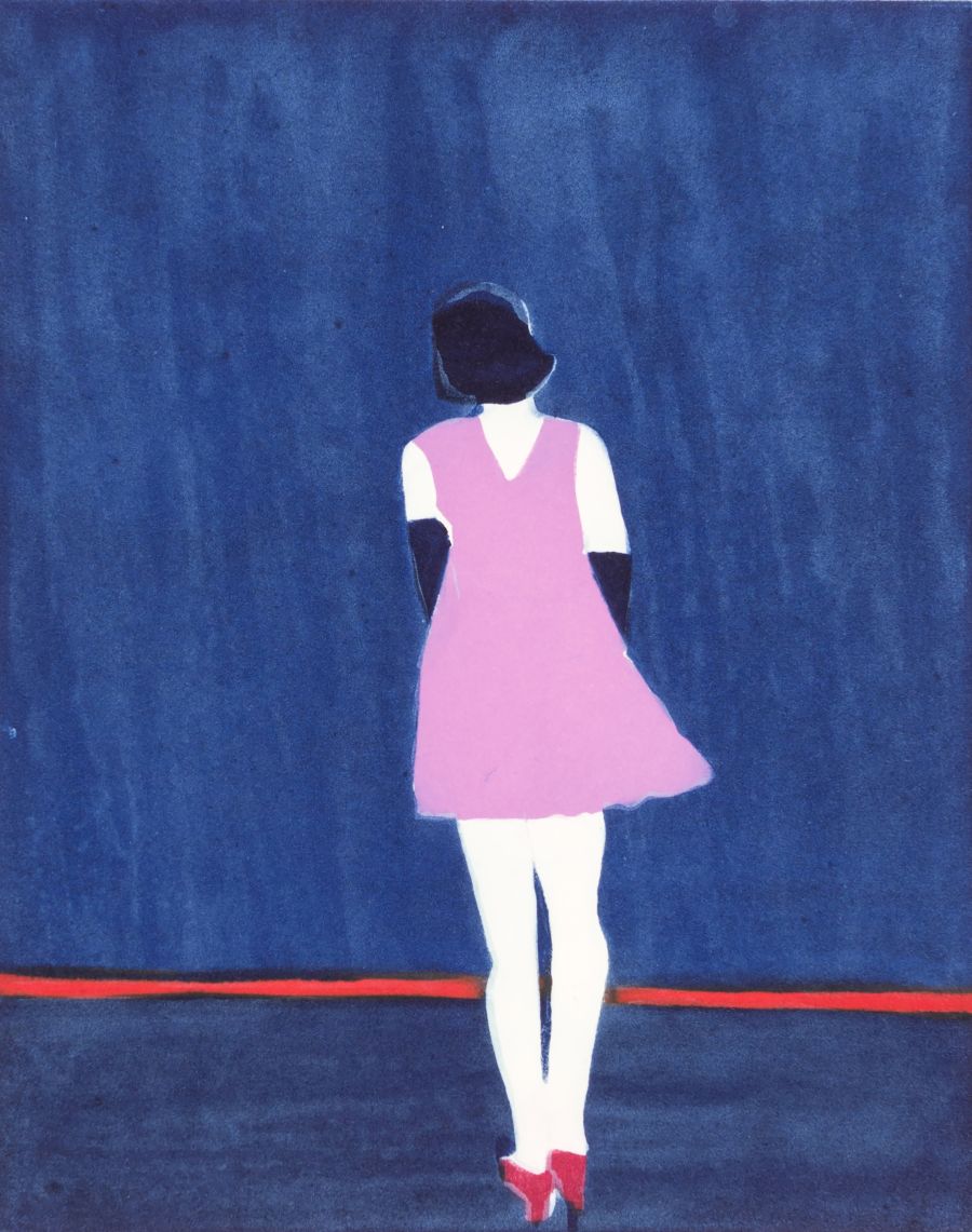 Woman in a dress from behind.