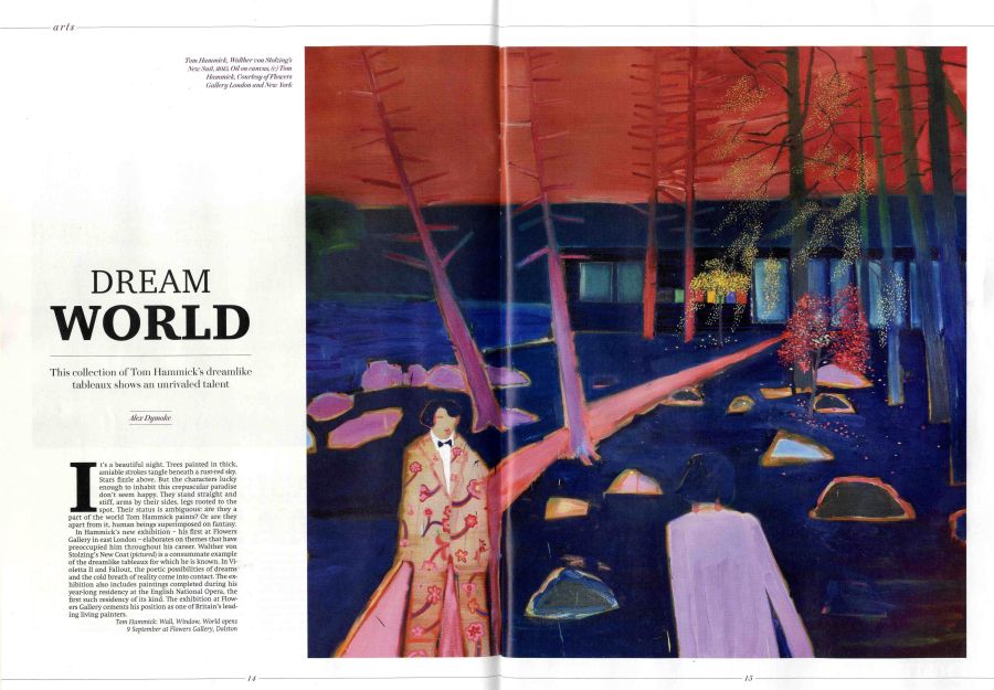 double magazine spread of art review.