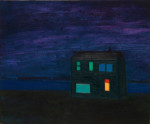 A lit-up house at night