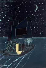Boat sailing at night