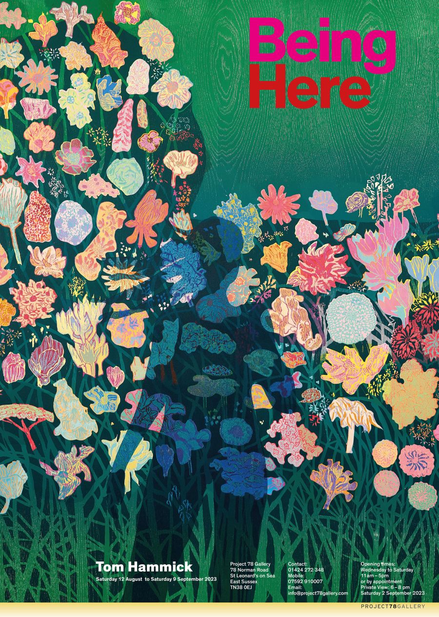 art exhibition poster with flowers and the words 